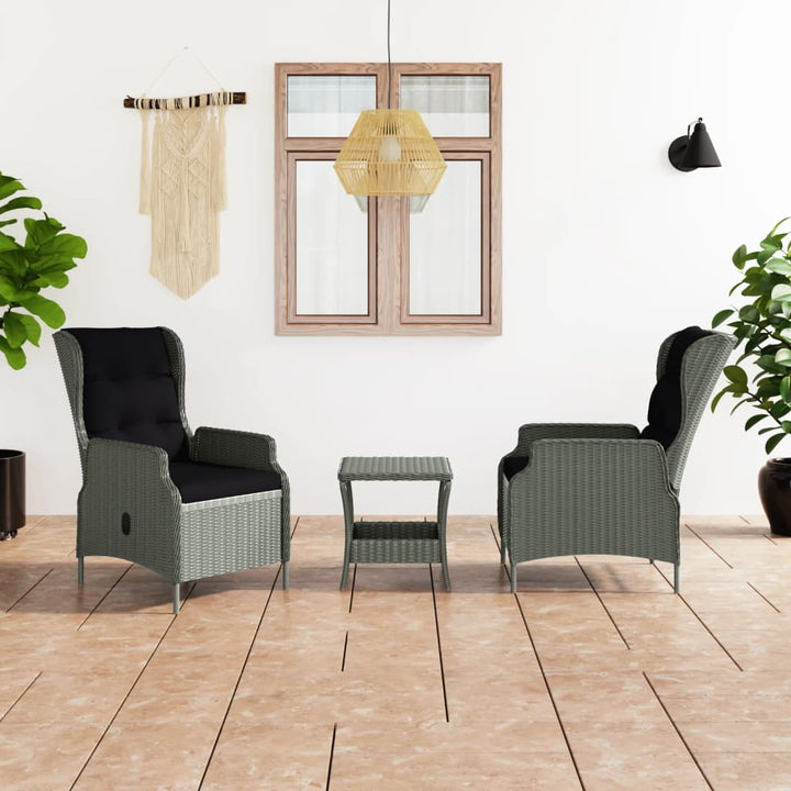 Set Mobilier Grădină Cu Perne, 3 Piese, , Poliratan