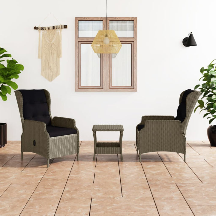 Set Mobilier Grădină Cu Perne, 3 Piese, , Poliratan