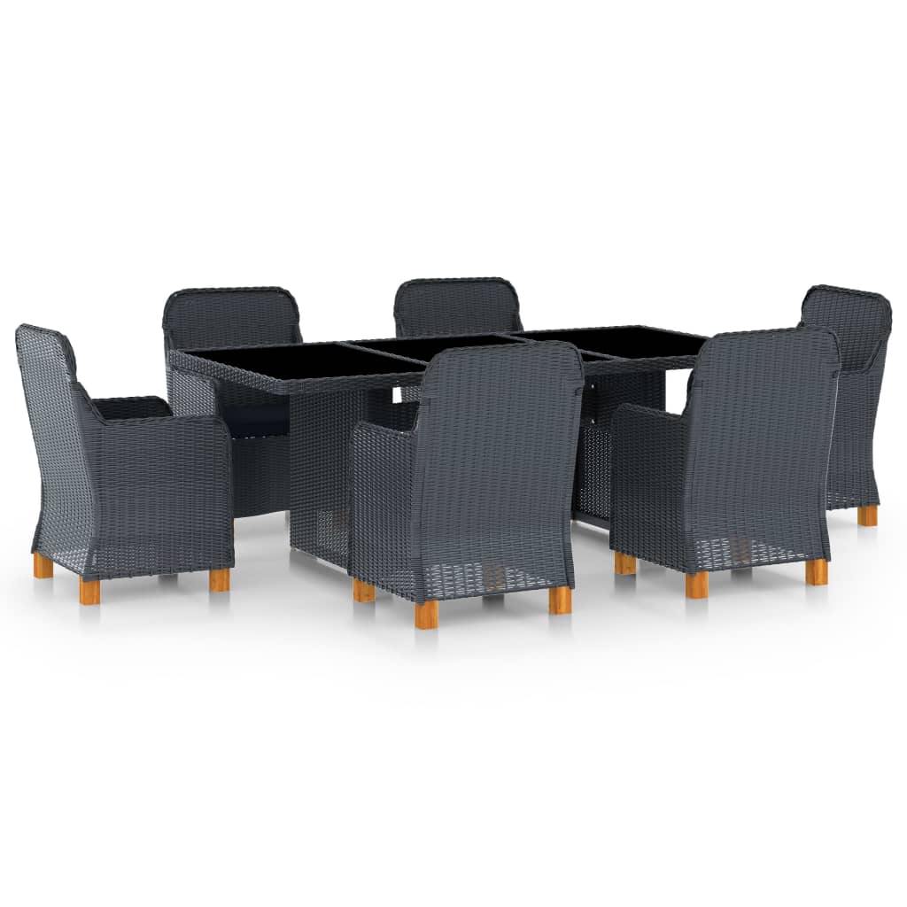 Set Mobilier De Exterior Cu Perne,7 Piese,Gri Deschis,Poliratan