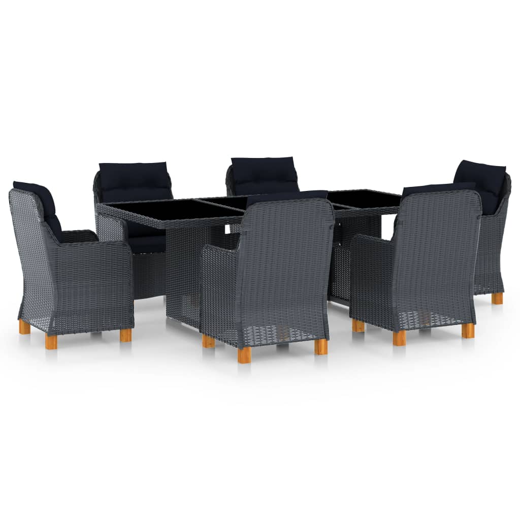 Set Mobilier De Exterior Cu Perne,7 Piese,Gri Deschis,Poliratan