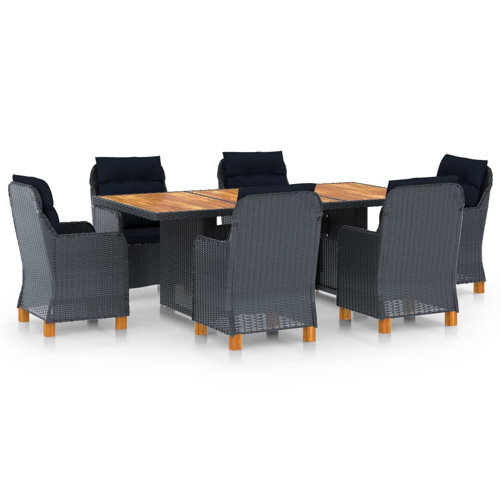 Set Mobilier De Exterior Cu Perne,7 Piese,Gri Deschis,Poliratan