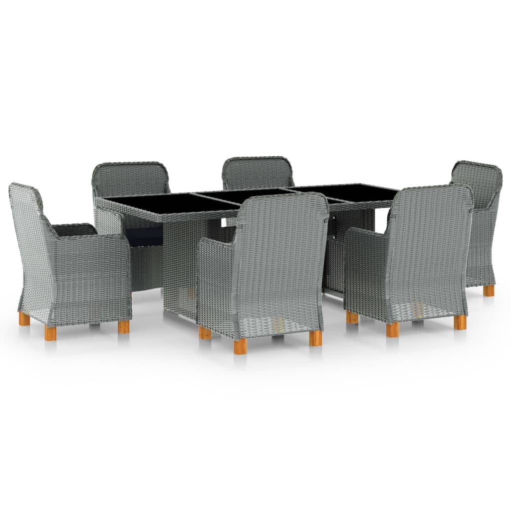 Set Mobilier De Exterior Cu Perne,7 Piese,Gri Deschis,Poliratan