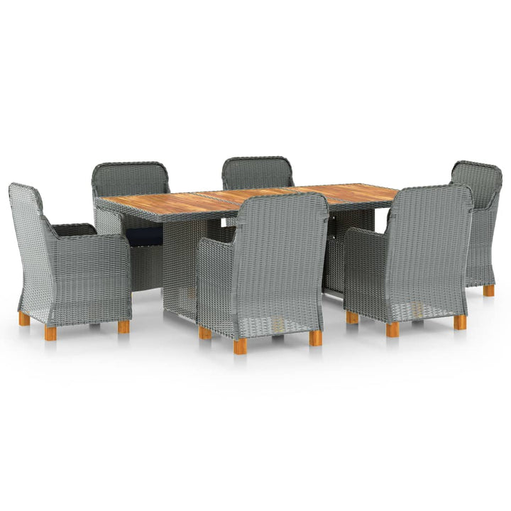 Set Mobilier De Exterior Cu Perne,7 Piese,Gri Deschis,Poliratan