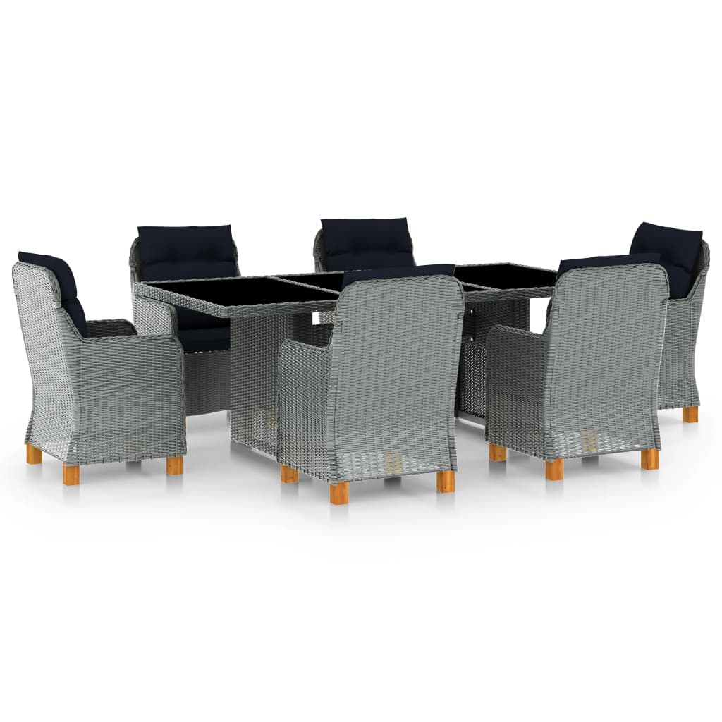 Set Mobilier De Exterior Cu Perne,7 Piese,Gri Deschis,Poliratan