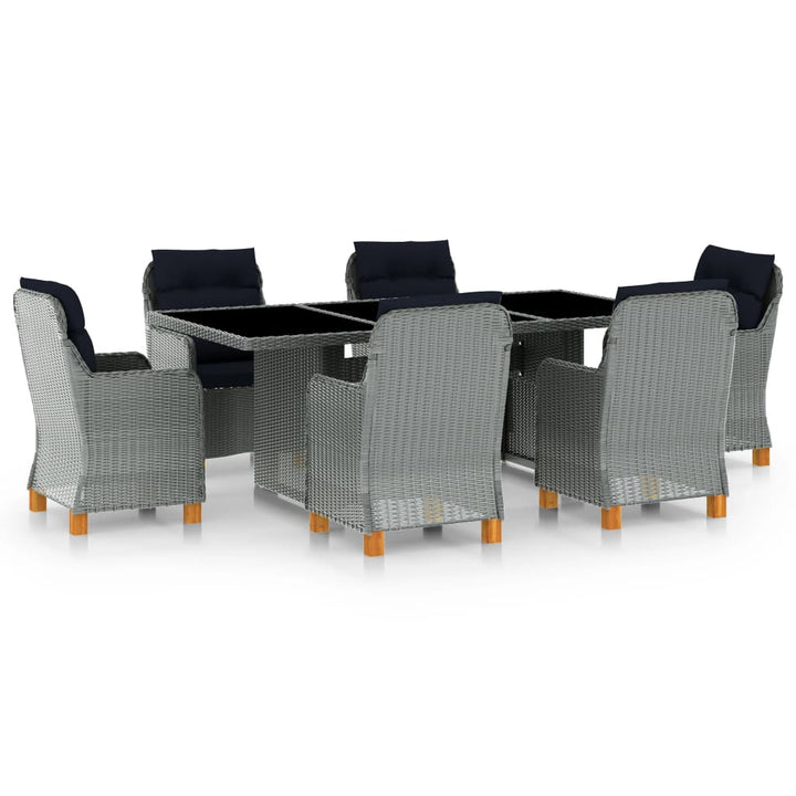 Set Mobilier De Exterior Cu Perne,7 Piese,Gri Deschis,Poliratan
