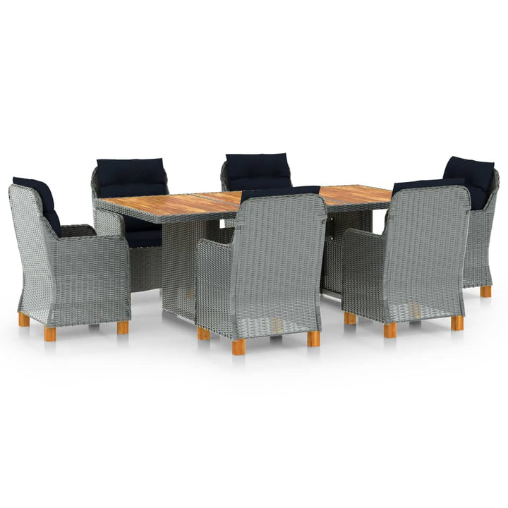 Set Mobilier De Exterior Cu Perne,7 Piese,Gri Deschis,Poliratan