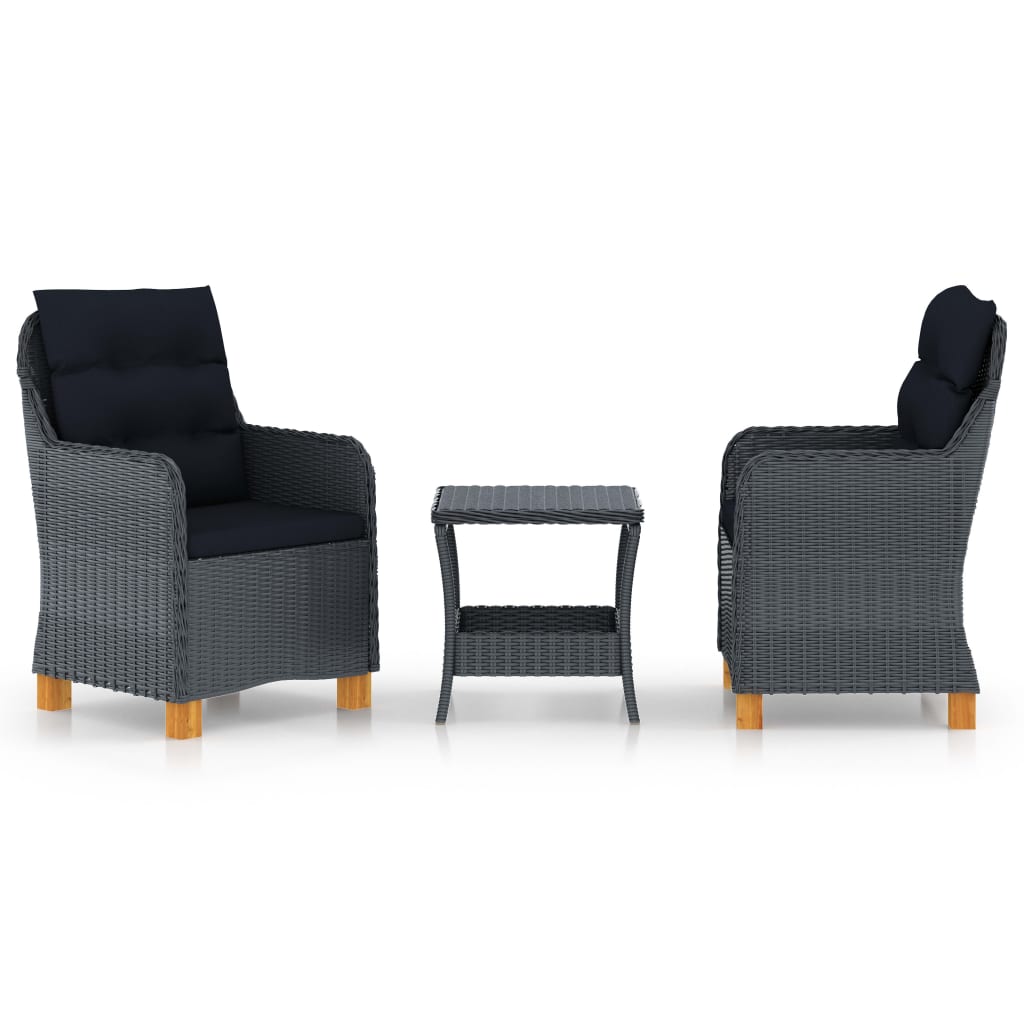 Vixl Set Mobilier Grădină, Cu Perne, 3 Piese, , Poliratan