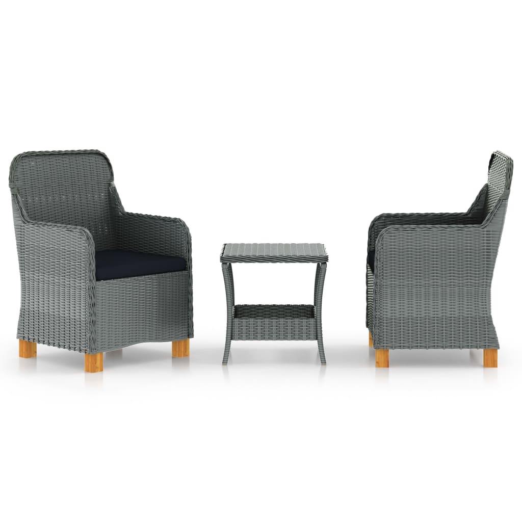 Vixl Set Mobilier Grădină, Cu Perne, 3 Piese, , Poliratan