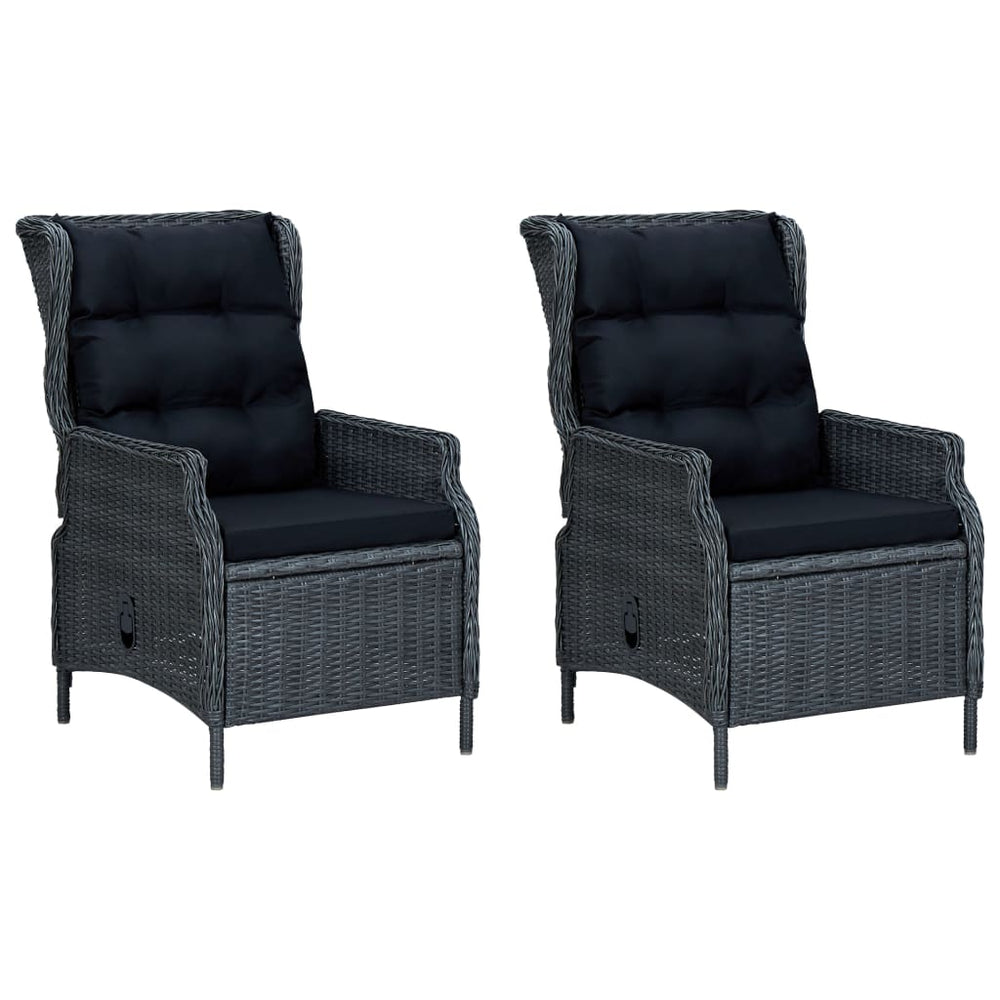 Set Mobilier Exterior Cu Perne, 9 Piese, Gri Închis, Poliratan
