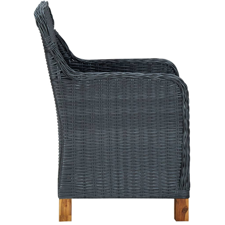Set Mobilier Exterior Cu Perne, 9 Piese, Gri Închis, Poliratan