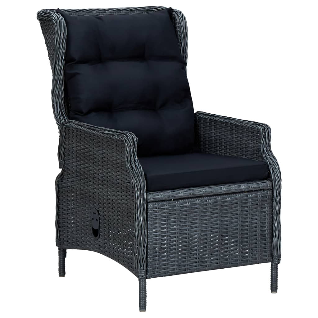 Set Mobilier Exterior Cu Perne, 9 Piese, Gri Închis, Poliratan