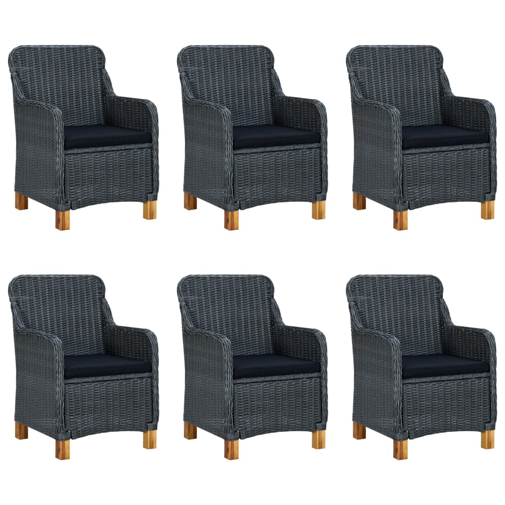 Set Mobilier Exterior Cu Perne, 9 Piese, Gri Închis, Poliratan