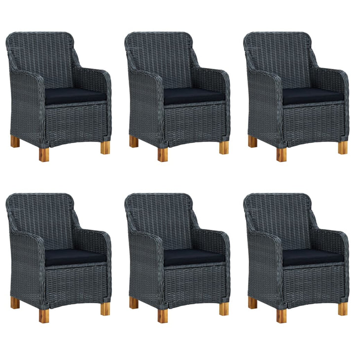 Set Mobilier Exterior Cu Perne, 9 Piese, Gri Închis, Poliratan