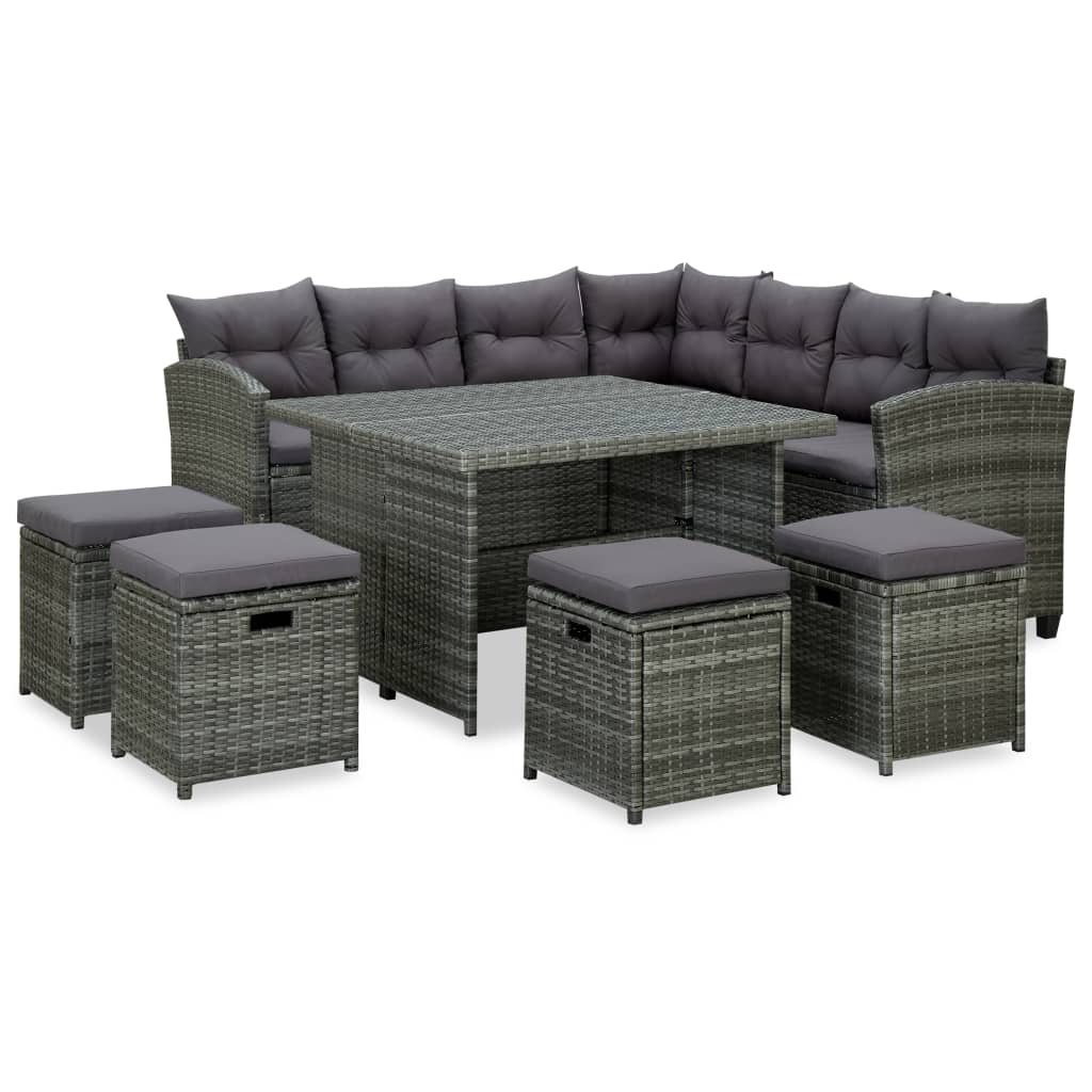 Set Mobilier De Grădină Cu Perne, 6 Piese, , Poliratan