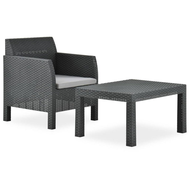 Set Mobilier De Grădină Cu Perne, 2 Piese, Antracit, Pp Ratan