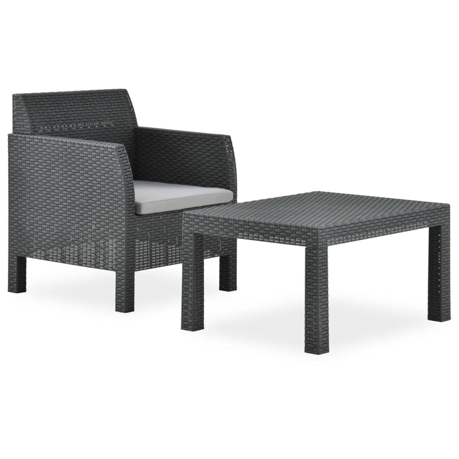 Set Mobilier De Grădină Cu Perne, 2 Piese, Antracit, Pp Ratan