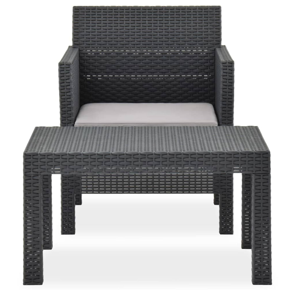 Set Mobilier De Grădină Cu Perne, 2 Piese, Antracit, Pp Ratan