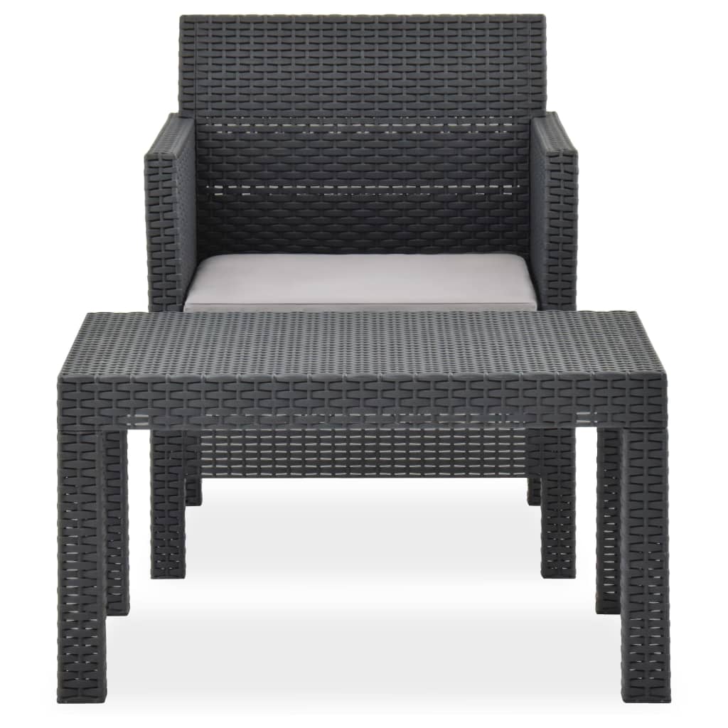 Set Mobilier De Grădină Cu Perne, 2 Piese, Antracit, Pp Ratan