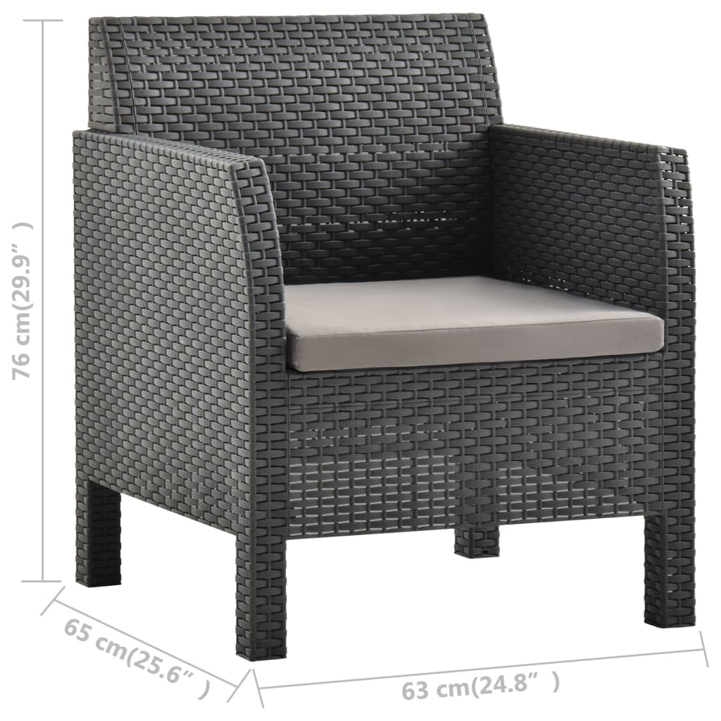 Set Mobilier De Grădină Cu Perne, 2 Piese, Antracit, Pp Ratan