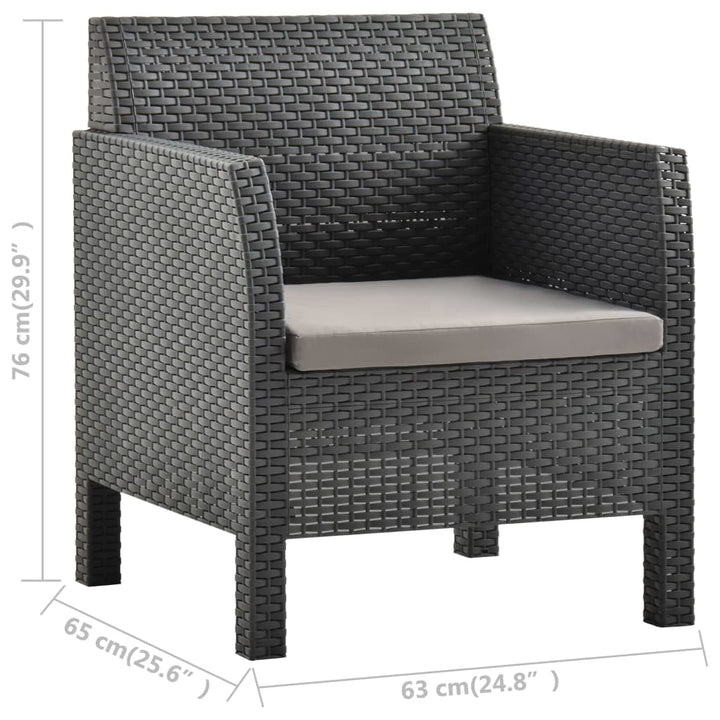Set Mobilier De Grădină Cu Perne, 2 Piese, Antracit, Pp Ratan
