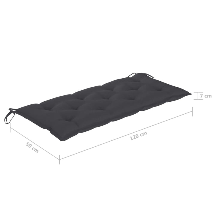 Bancă Grădină 2 Locuri, Cu Pernă, 120 Cm, Gri, Lemn Eucalipt