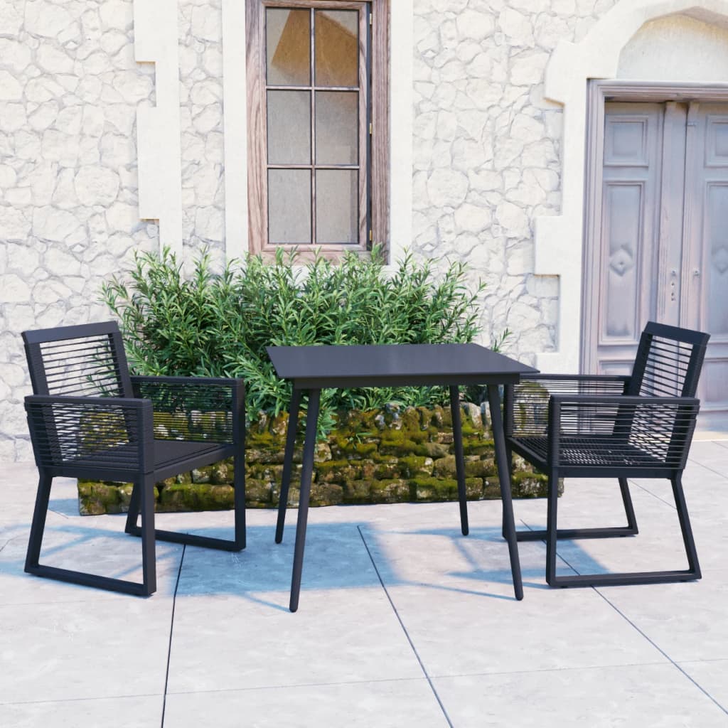 Set Mobilier De Exterior, 3 Piese, Negru, Ratan Pvc