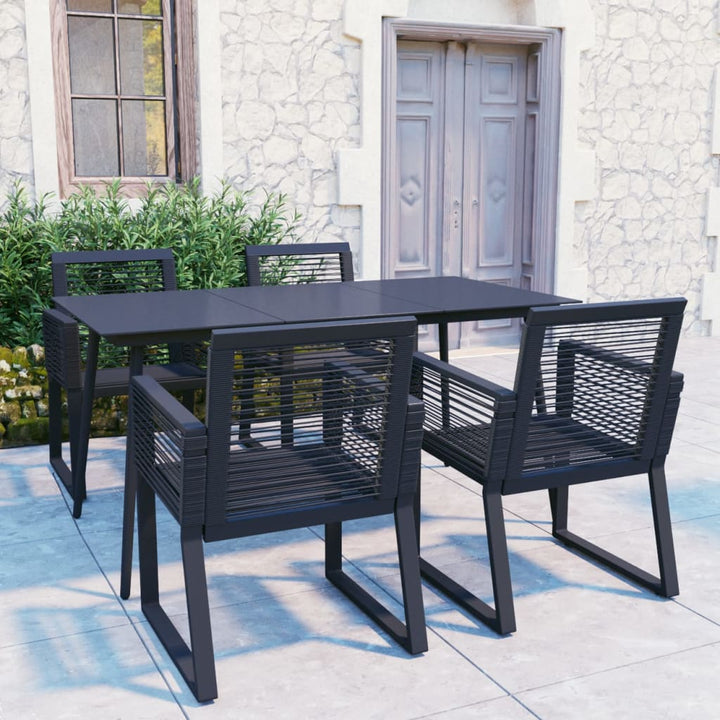 Set Mobilier De Exterior, 3 Piese, Negru, Ratan Pvc