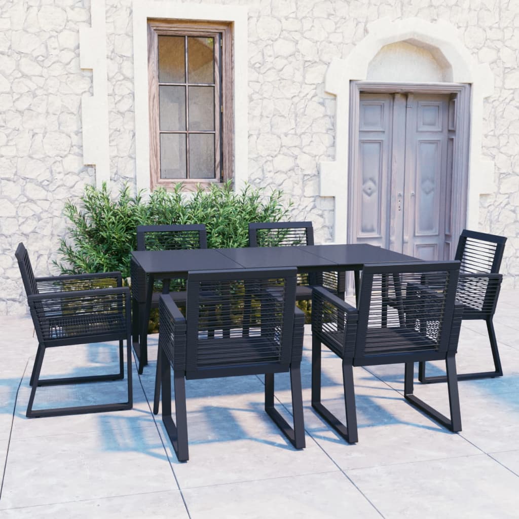 Set Mobilier De Exterior, 3 Piese, Negru, Ratan Pvc