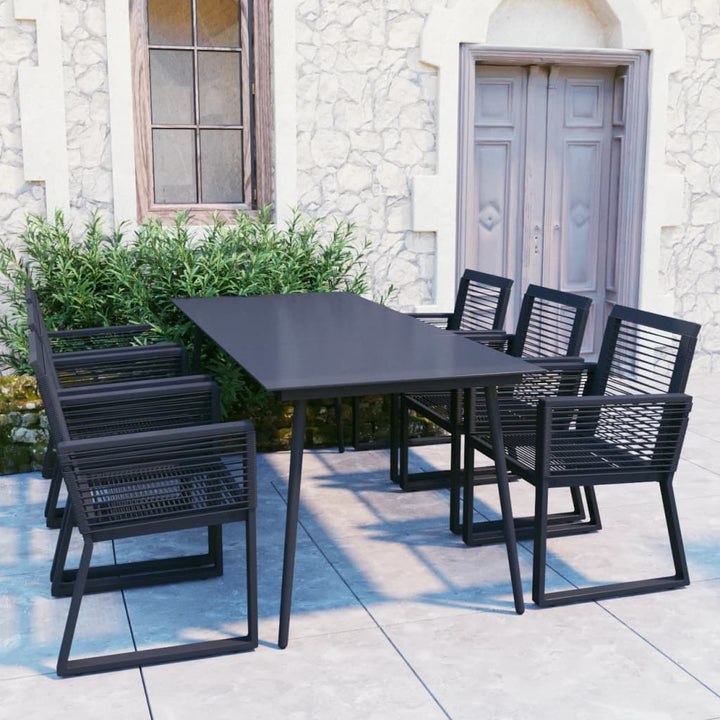 Set Mobilier De Exterior, 3 Piese, Negru, Ratan Pvc