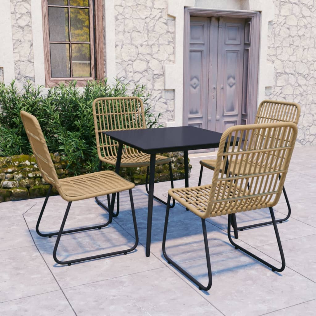 Set Mobilier De Exterior, 5 Piese, Poliratan Și Sticlă