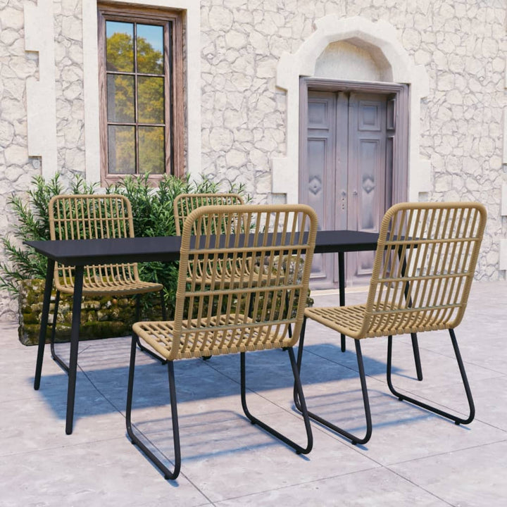 Set Mobilier De Exterior, 5 Piese, Poliratan Și Sticlă