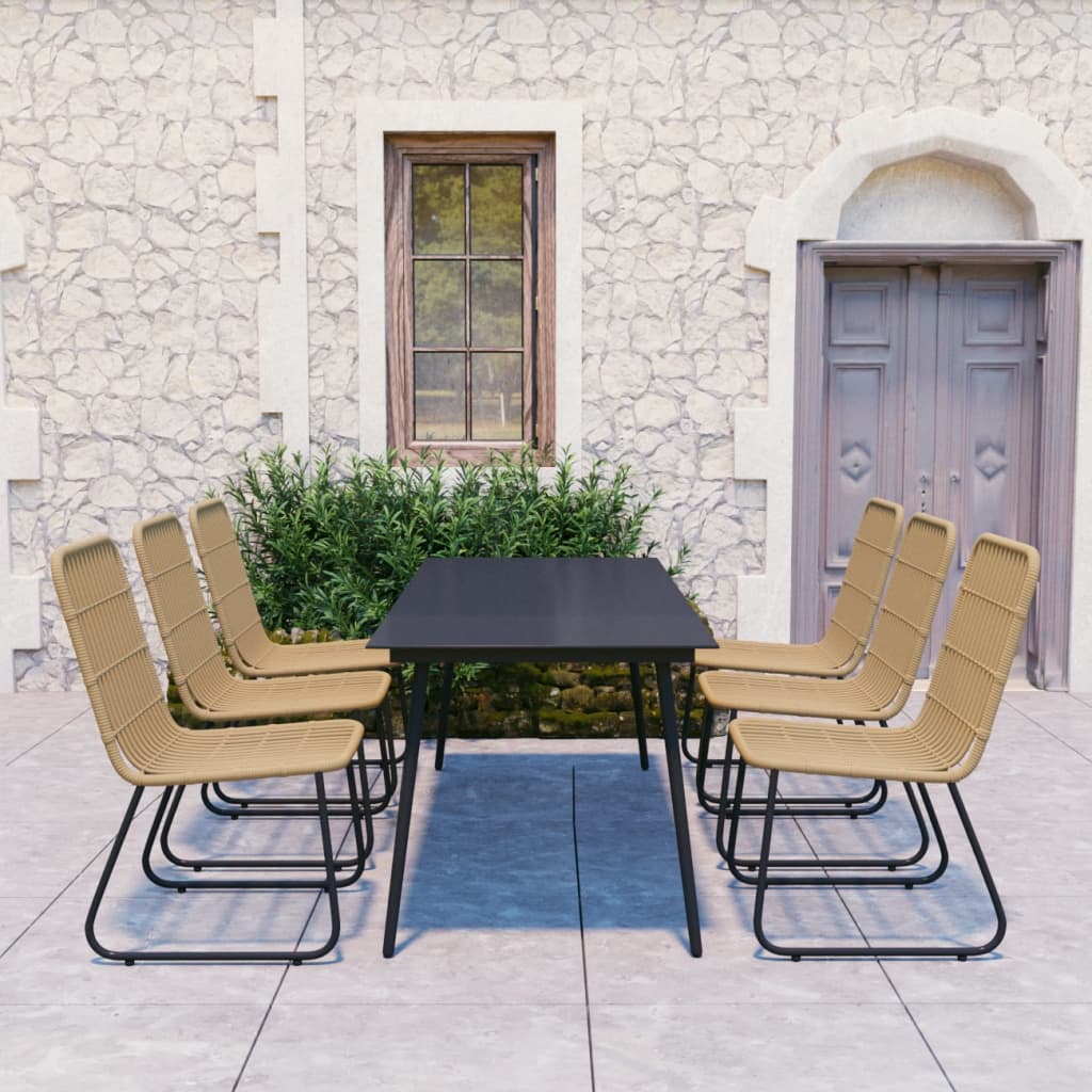 Set Mobilier De Exterior, 5 Piese, Poliratan Și Sticlă