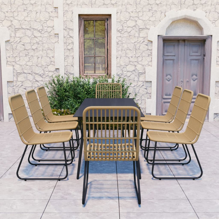 Set Mobilier De Exterior, 5 Piese, Poliratan Și Sticlă
