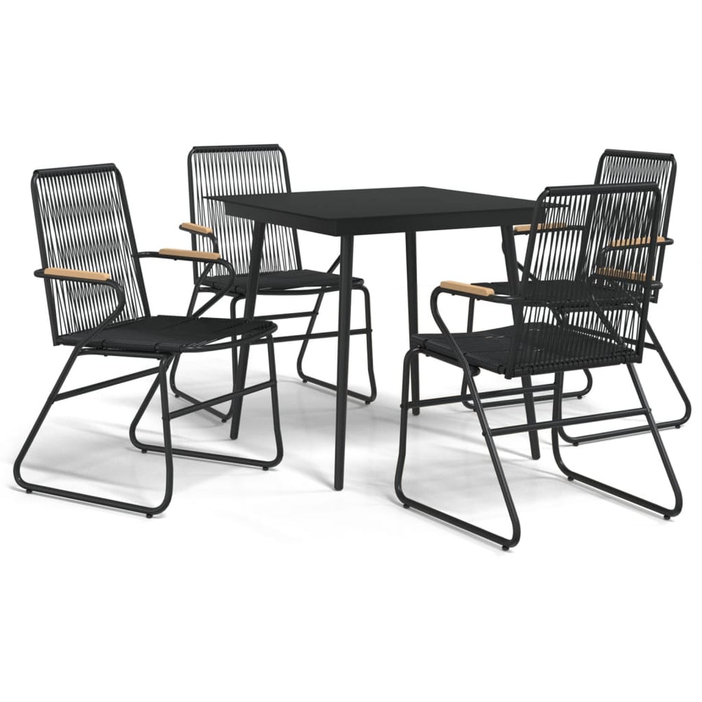 Set Mobilier De Grădină, 5 Piese, Negru, Ratan Pvc