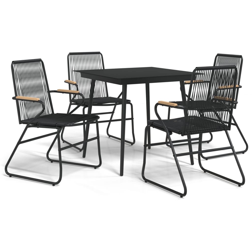 Set Mobilier De Grădină, 5 Piese, Negru, Ratan Pvc