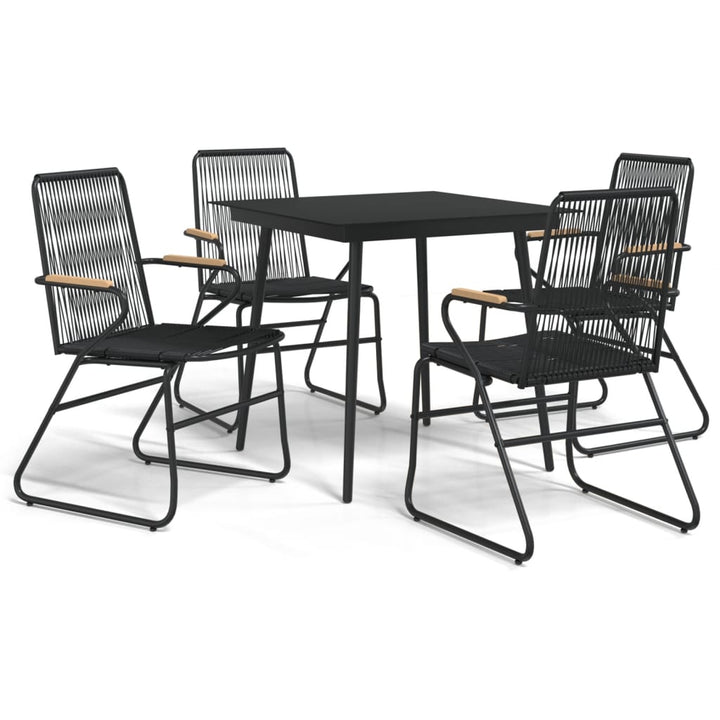 Set Mobilier De Grădină, 5 Piese, Negru, Ratan Pvc