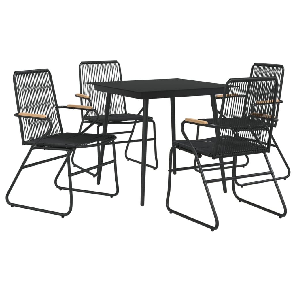 Set Mobilier De Grădină, 5 Piese, Negru, Ratan Pvc
