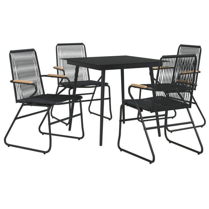 Set Mobilier De Grădină, 5 Piese, Negru, Ratan Pvc