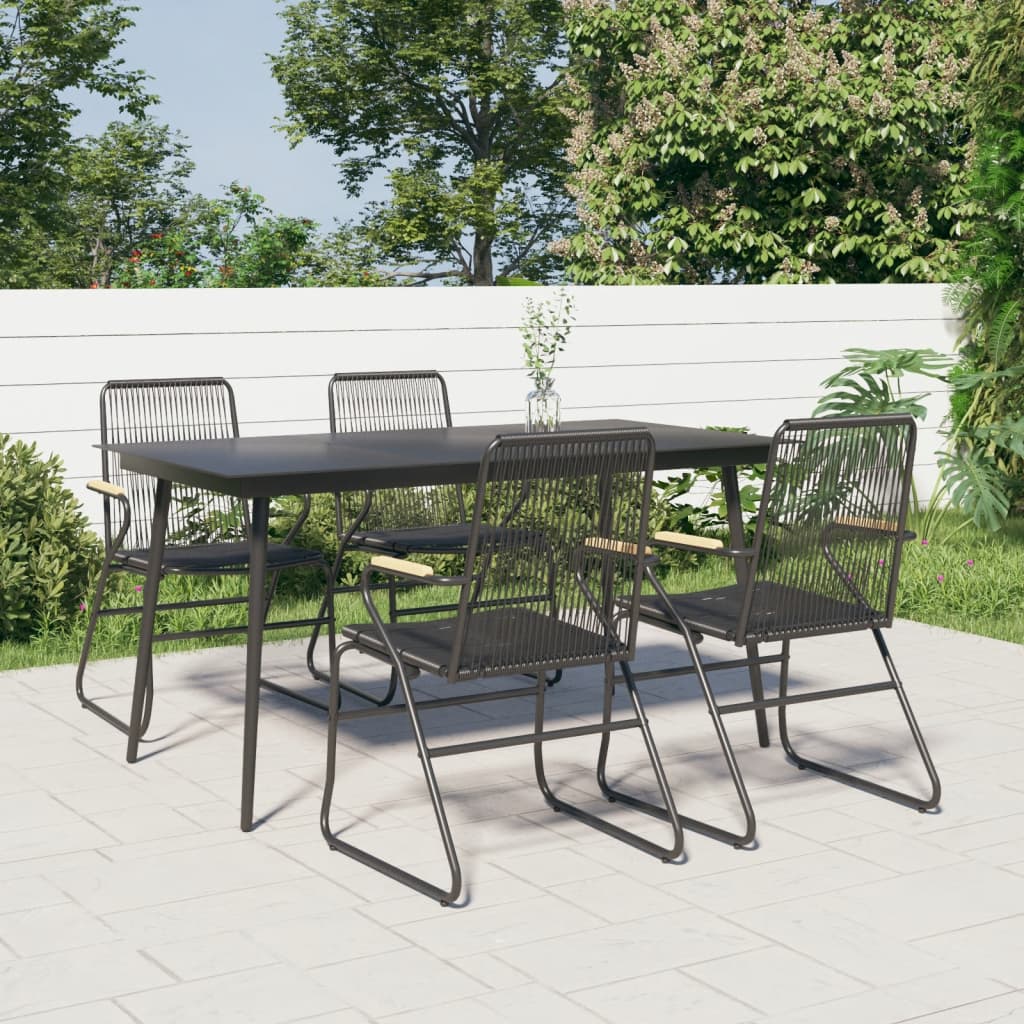 Set Mobilier De Grădină, 7 Piese, Negru, Ratan Pvc