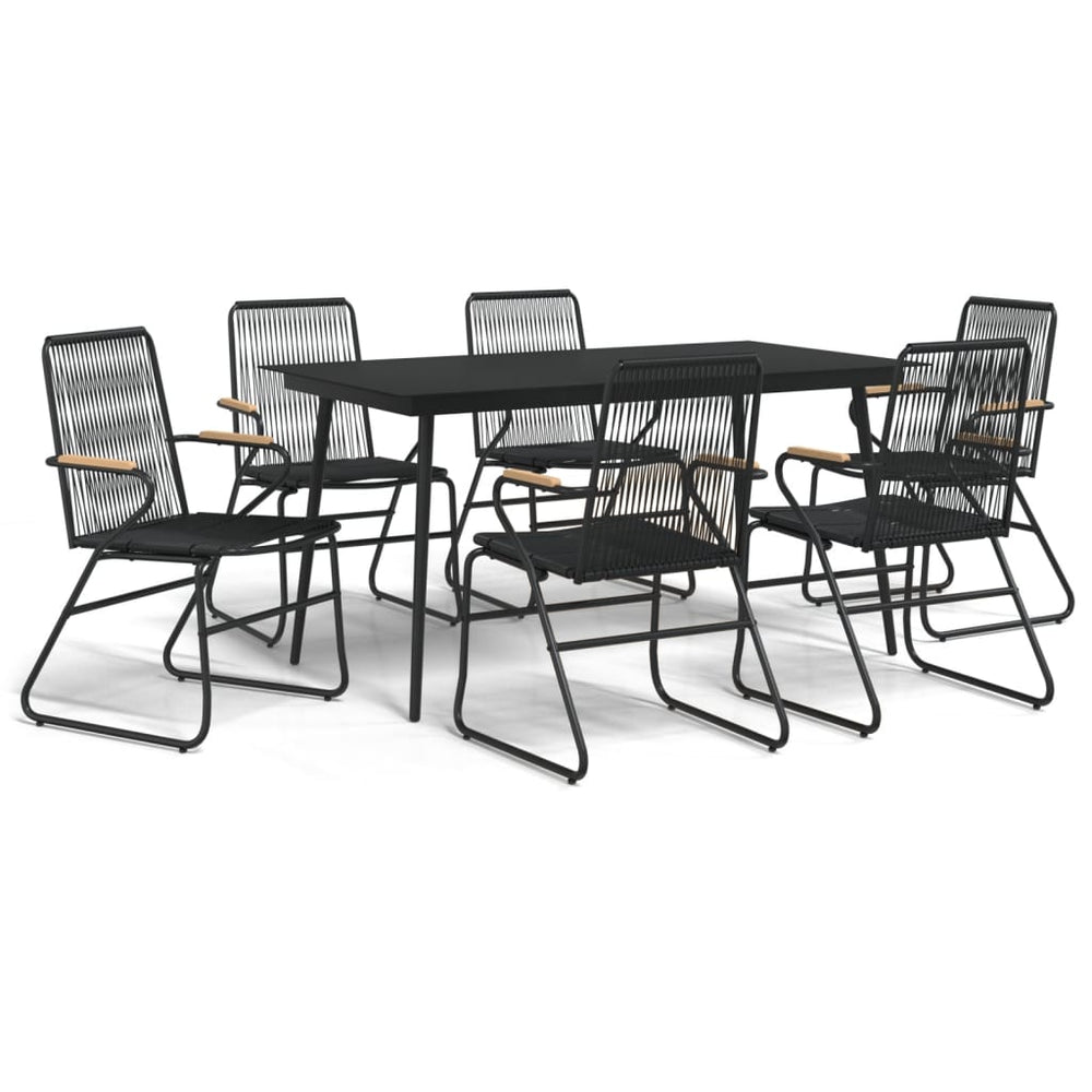 Set Mobilier De Grădină, 7 Piese, Negru, Ratan Pvc