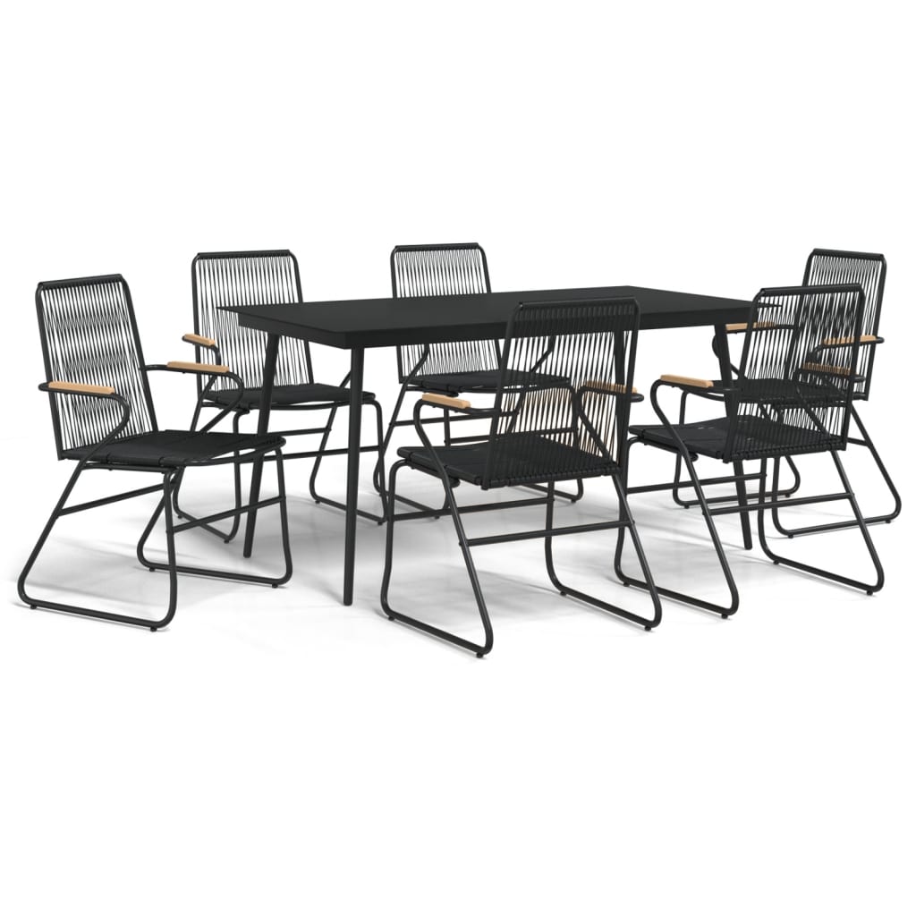 Set Mobilier De Grădină, 7 Piese, Negru, Ratan Pvc