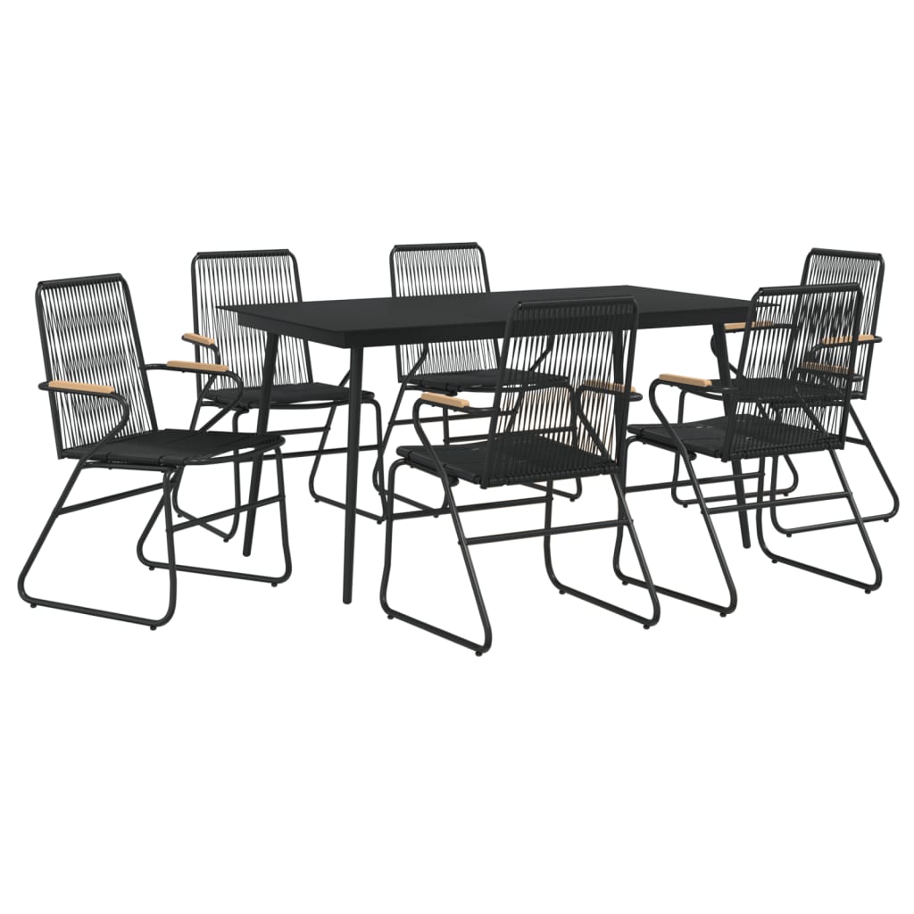 Set Mobilier De Grădină, 7 Piese, Negru, Ratan Pvc