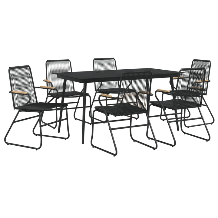 Set Mobilier De Grădină, 7 Piese, Negru, Ratan Pvc