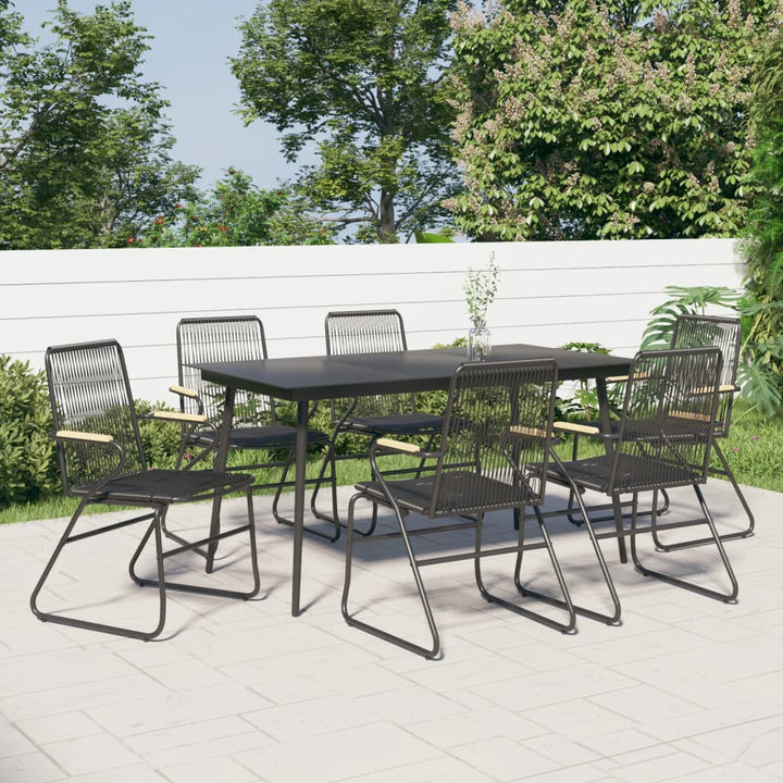 Set Mobilier De Grădină, 7 Piese, Negru, Ratan Pvc