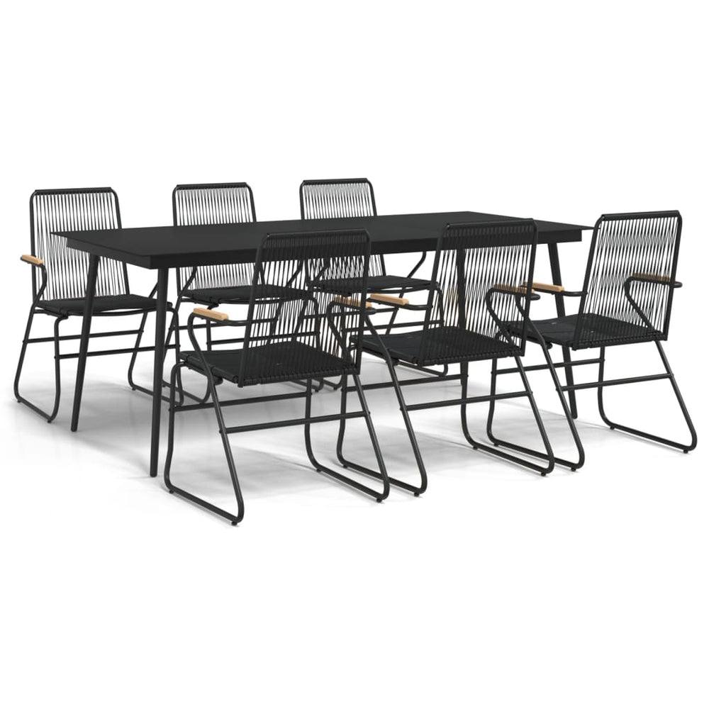 Set Mobilier De Grădină, 7 Piese, Negru, Ratan Pvc