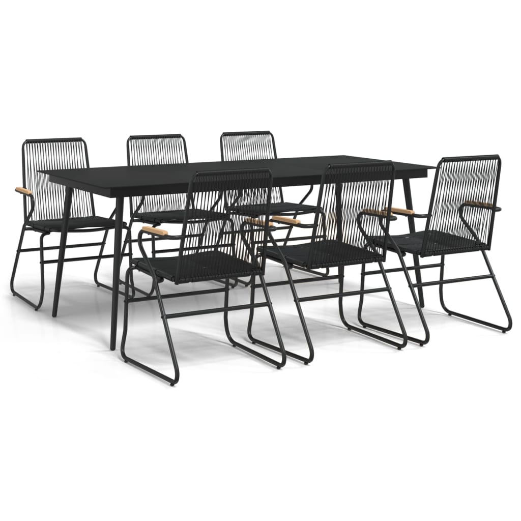 Set Mobilier De Grădină, 7 Piese, Negru, Ratan Pvc