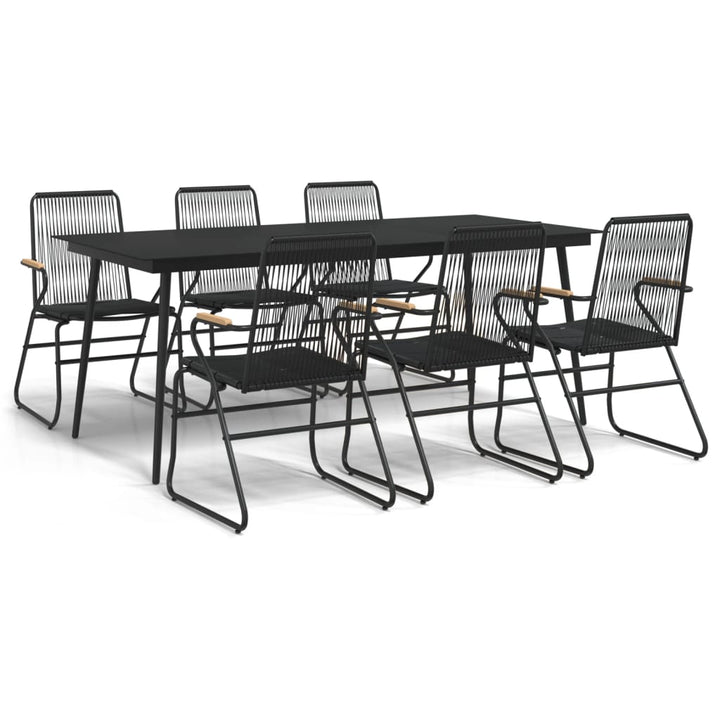 Set Mobilier De Grădină, 7 Piese, Negru, Ratan Pvc