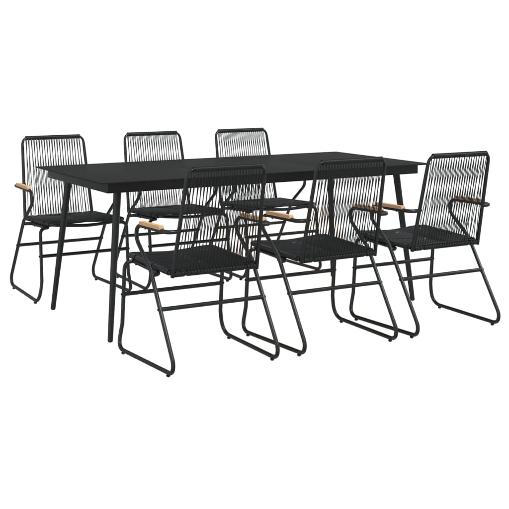 Set Mobilier De Grădină, 7 Piese, Negru, Ratan Pvc