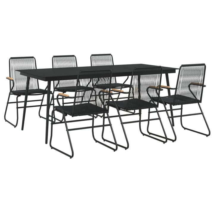 Set Mobilier De Grădină, 7 Piese, Negru, Ratan Pvc