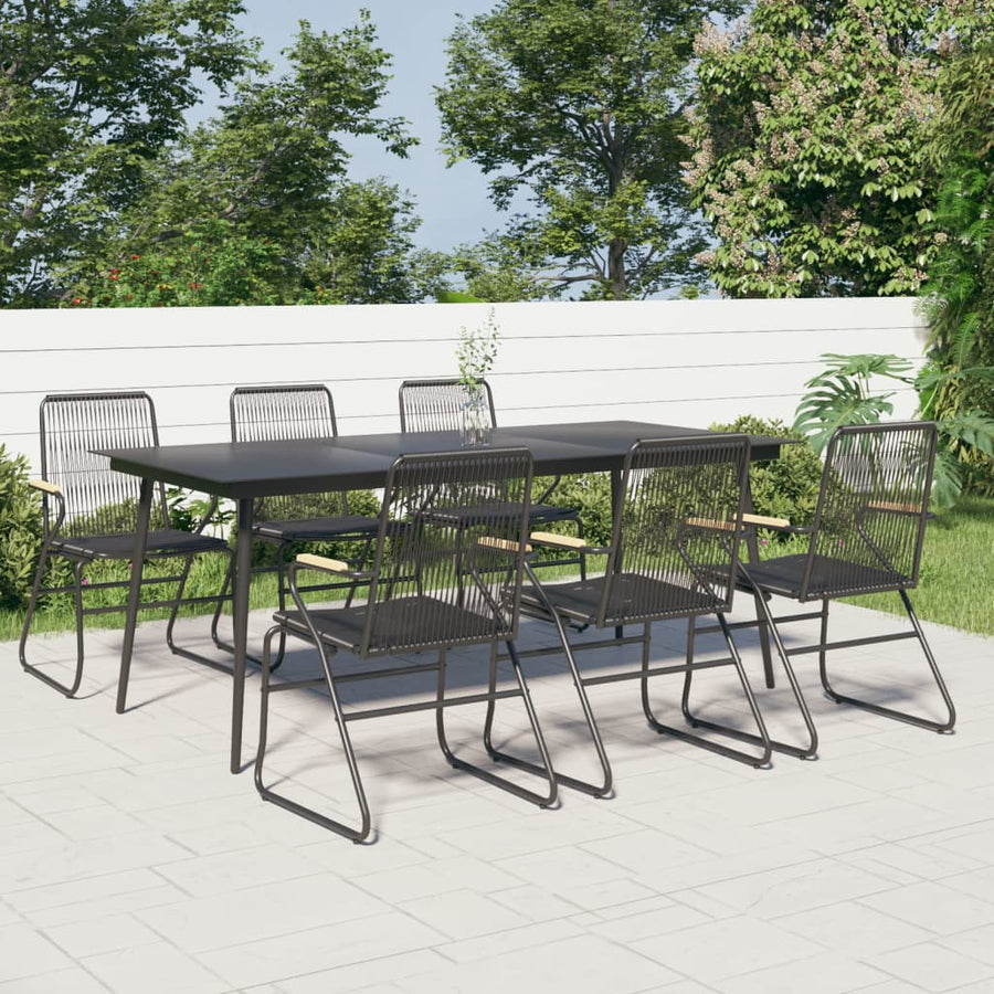 Set Mobilier De Grădină, 7 Piese, Negru, Ratan Pvc